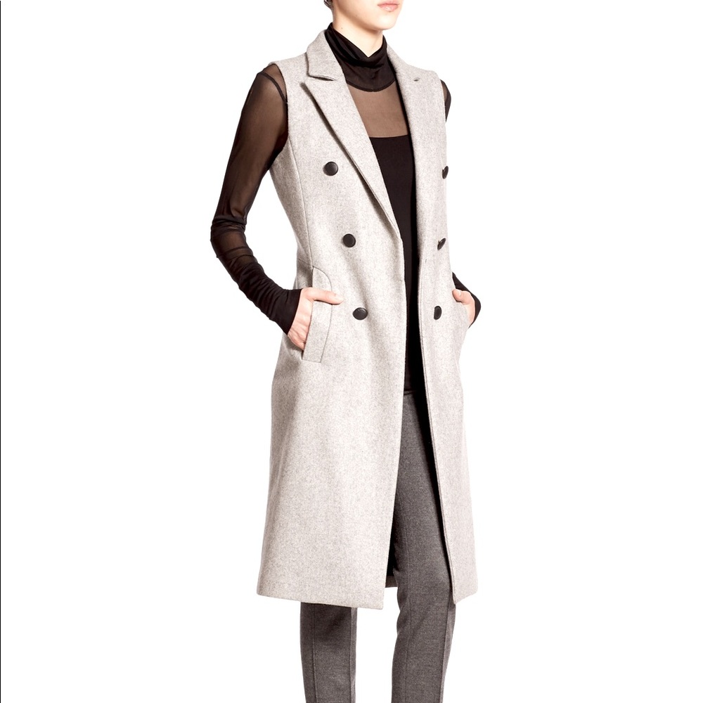 RAG AND BONE FAYE LIGHT GREY LONGLINE WOOL BLEND VEST BRAND NEW